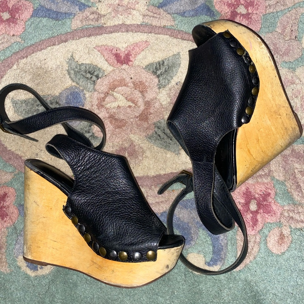 Jeffrey Campbell Nuevo Leather Wooden Platforms